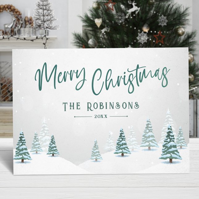 Merry Christmas Stylish Rustic Country Winter Tree Holiday Card (Available in high quality print or digital download for quick text messaging, email or self print.)