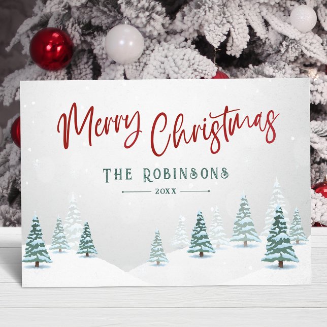 Merry Christmas Stylish Rustic Country Winter Tree Holiday Card (Available in high quality print or digital download for quick text messaging, email or self print.)