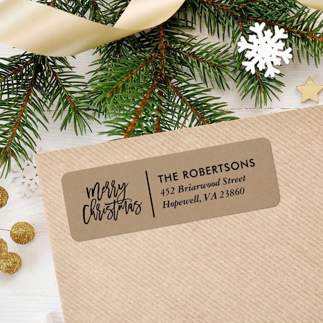 Merry Christmas Stylish Script Return Address Label (Creator Uploaded)