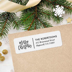 Merry Christmas Stylish Script Return Address Label
