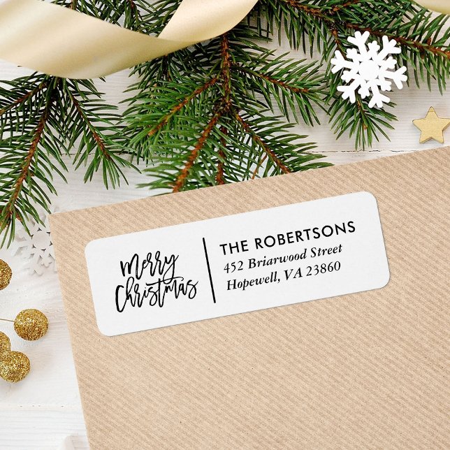 Merry Christmas Stylish Script Return Address Label (Creator Uploaded)