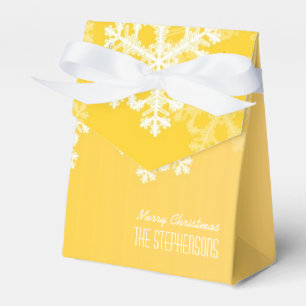 Merry Christmas Stylish Yellow Snowflakes  Pattern Favour Box