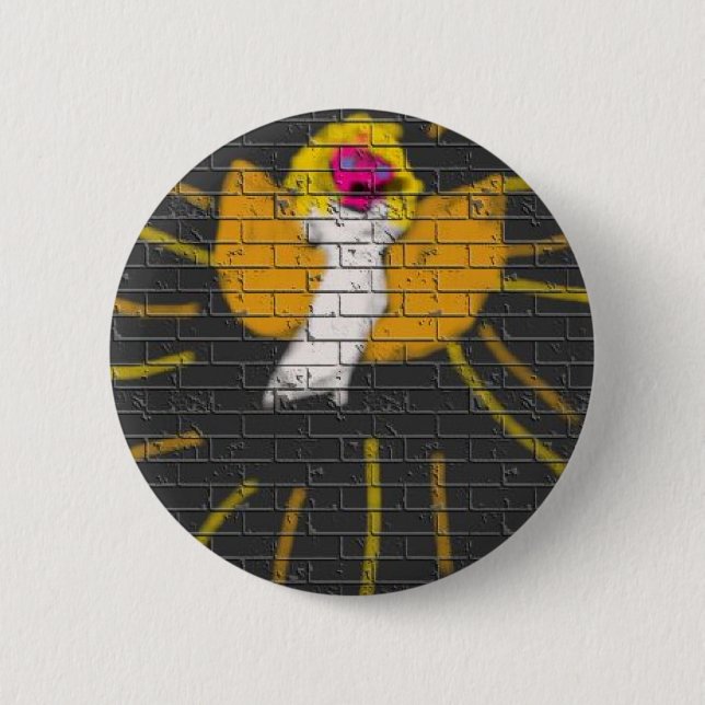 Merry Christmas Sun Moon Angel, Art by Kids :) 6 Cm Round Badge (Front)