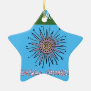 Merry Christmas Sunshine Holiday.png Ceramic Tree Decoration