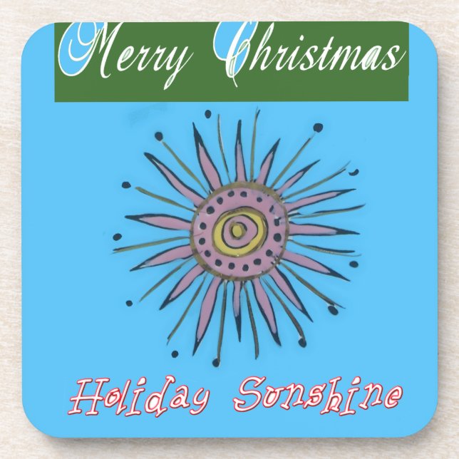 Merry Christmas Sunshine Holiday.png Coaster (Front)