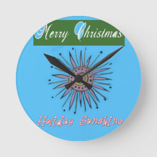 Merry Christmas Sunshine Holiday.png Round Clock