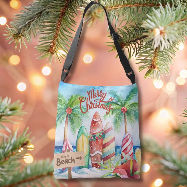 Merry Christmas Surfboards on the Beach Tote Bag (Creator Uploaded)