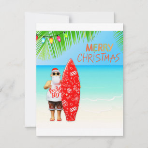 Merry Christmas Surfin' Santa Thank You Card