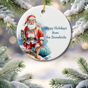 Merry Christmas Surfing Santa Ornament