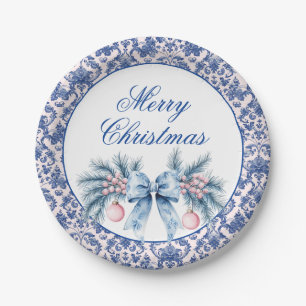 Merry Christmas  Swag with Ornaments and Bow Paper Plate