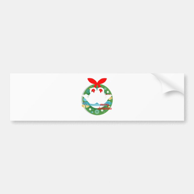merry christmas swans bumper sticker (Front)
