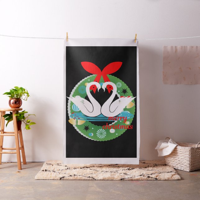 merry christmas swans fabric (In Situ)