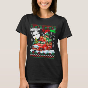 Merry Christmas Sweater Santa T-rex On Ckup Truck