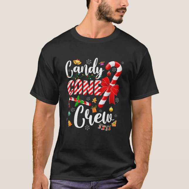 Merry Christmas Sweet Candy Cane Crew Xmas Tree Li T-Shirt (Front)