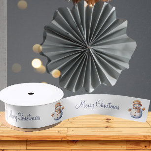 Merry Christmas Sweet Snowman Satin Ribbon