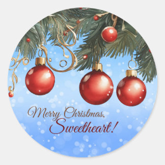 Merry Christmas, Sweetheart! Customisable Classic Round Sticker