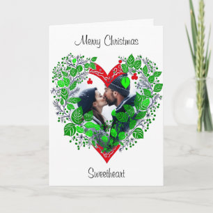 Merry Christmas Sweetheart   Heart Christmas Photo Card