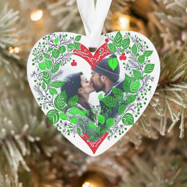 Merry Christmas Sweetheart | Heart Christmas Photo Ornament (Tree)