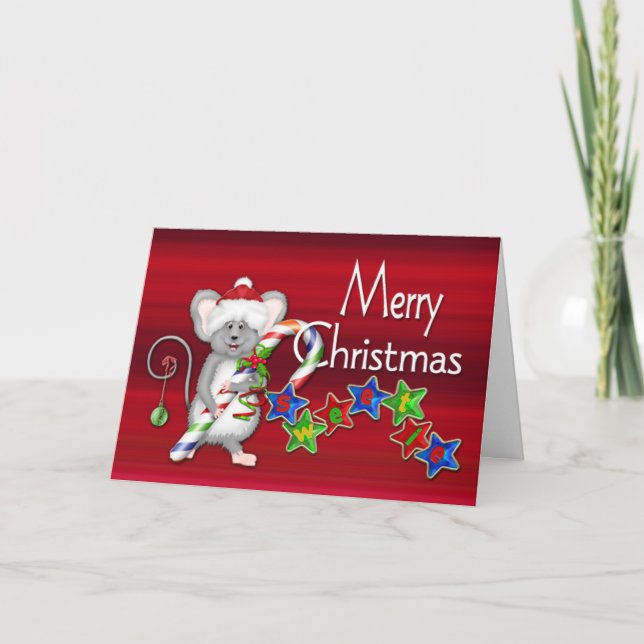 Merry Christmas Sweetie! - Mouse/Candy Cane Holiday Card (Front)