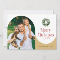 Merry Christmas Swirl Arched Photo Message Gold