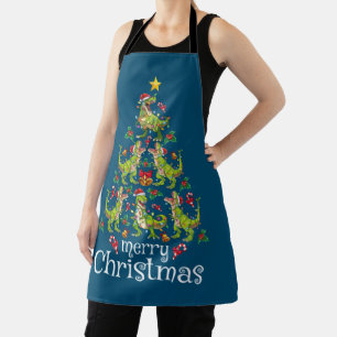 Merry Christmas T Rex Boys Kids Christmas Tree Rex Apron