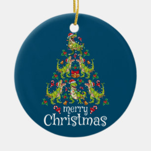 Merry Christmas T Rex Boys Kids Christmas Tree Rex Ceramic Ornament