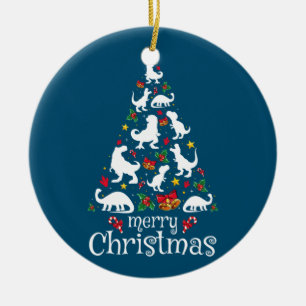 Merry Christmas T Rex Kids Boys Funny Christmas Ceramic Ornament