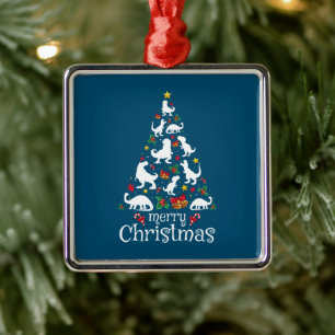 Merry Christmas T Rex Kids Boys Funny Christmas Metal Ornament