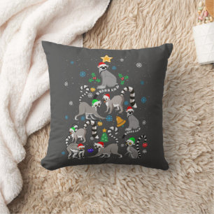 Merry Christmas T-shirt Lemur Christmas Tree Xmas Cushion
