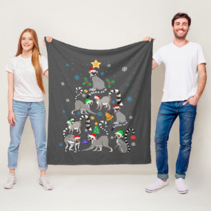 Merry Christmas T-shirt Lemur Christmas Tree Xmas  Fleece Blanket