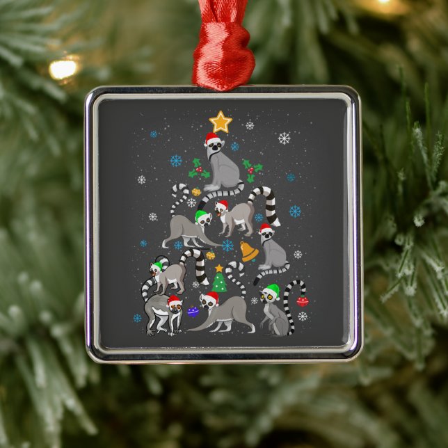 Merry Christmas T-shirt Lemur Christmas Tree Xmas  Metal Ornament (Tree)