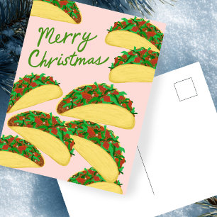MERRY CHRISTMAS Taco Avalanche Delicious Holiday Postcard