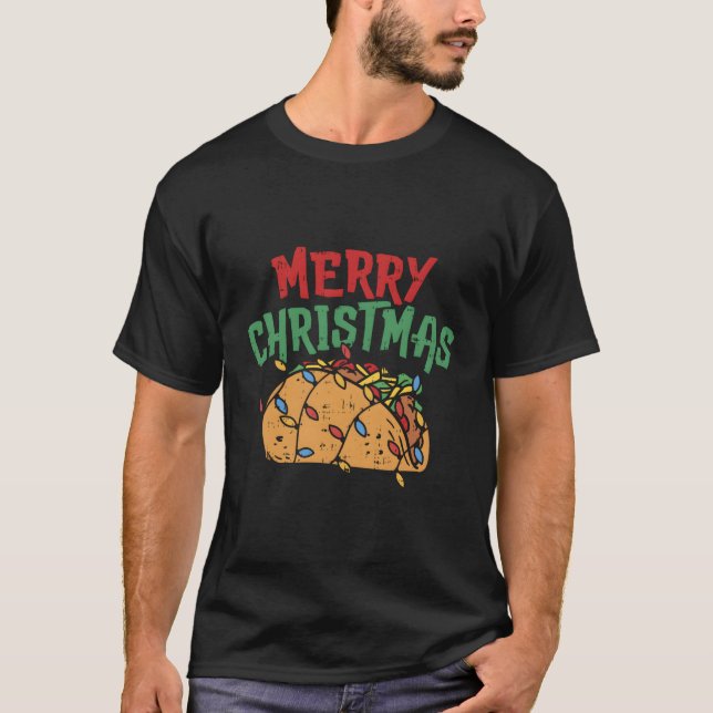 Merry Christmas Taco Mexican Lover Foodie Gift T-Shirt (Front)