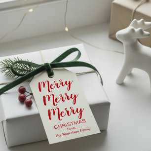 Merry Christmas Tags in Red or Your Colour Choice
