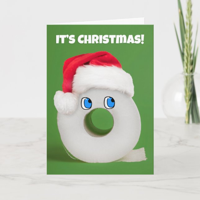 Merry Christmas Talking Roll of Toilet Paper Holiday Card (Front)