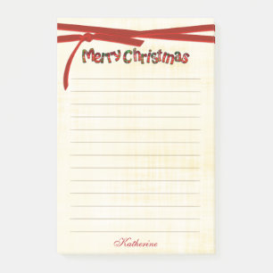 Merry Christmas Tartan Typography - Lined Post-it Notes