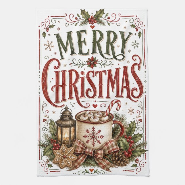 Merry Christmas Tea Towel (Vertical)