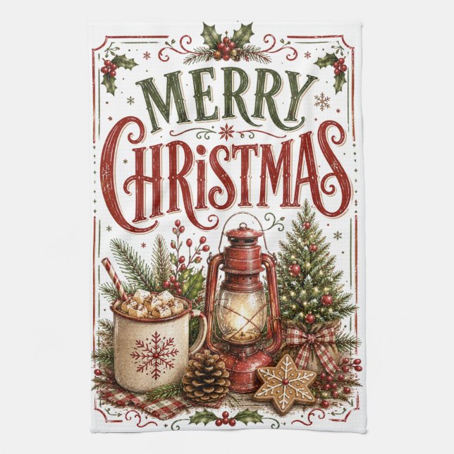 Merry Christmas Tea Towel (Vertical)
