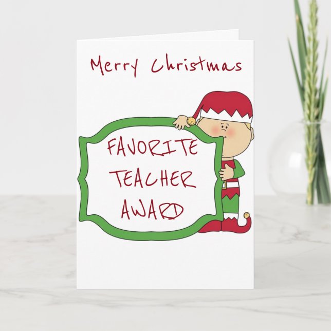MERRY CHRISTMAS ****TEACHER**** AND HIS/HER AWARD HOLIDAY CARD (Front)