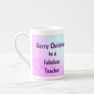 Merry Christmas Teacher Gift Bone China Mug