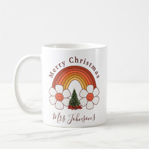 Merry Christmas teacher rainbow cute gift Coffee Mug