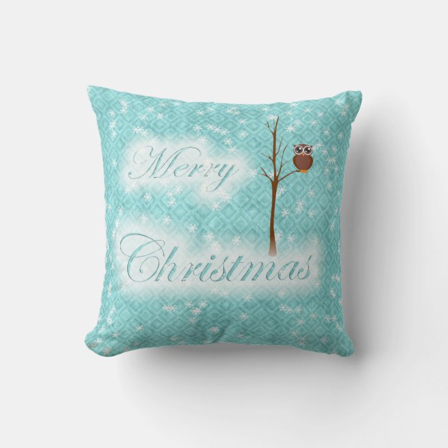 merry christmas teal throw pillow (Front)