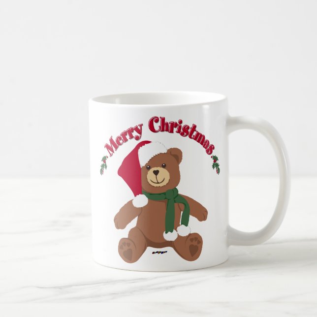 Merry Christmas Teddy Bear Coffee Mug (Right)