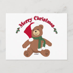 Merry Christmas Teddy Bear Holiday Postcard