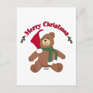 Merry Christmas Teddy Bear Holiday Postcard