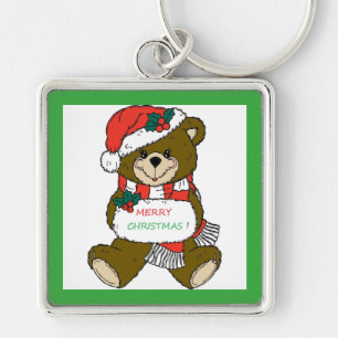 " MERRY CHRISTMAS " TEDDY BEAR KEY RING