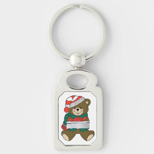 "MERRY CHRISTMAS" TEDDY BEAR KEY RING (Front)
