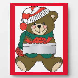 "MERRY CHRISTMAS" TEDDY BEAR PLAQUE