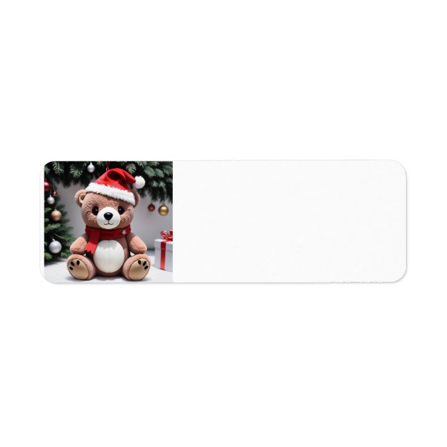Merry Christmas Teddy Bear Return Address Label (Front)