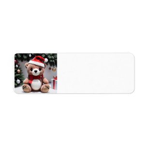 Merry Christmas Teddy Bear Return Address Label